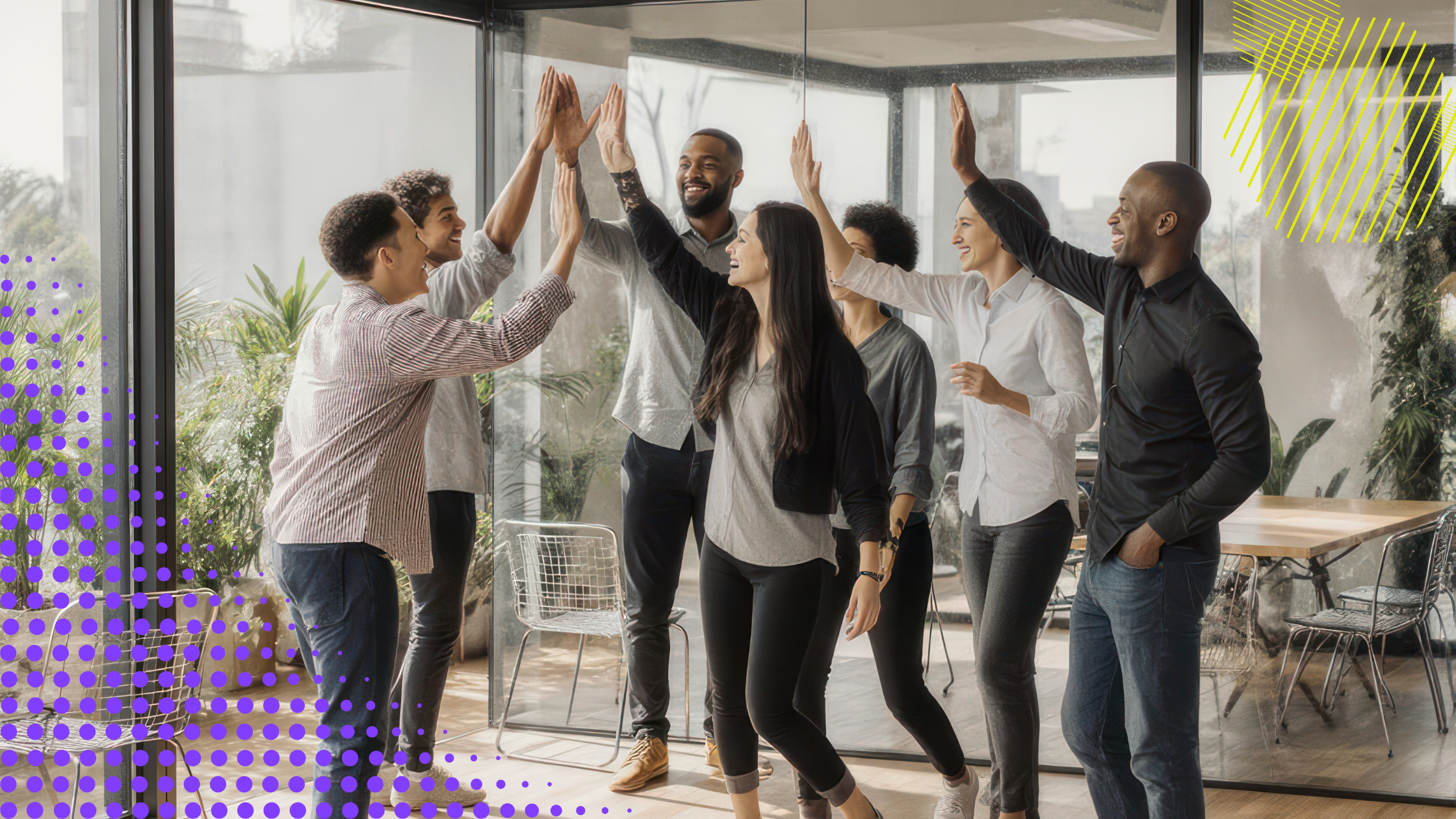 Corporate Team High Fiving