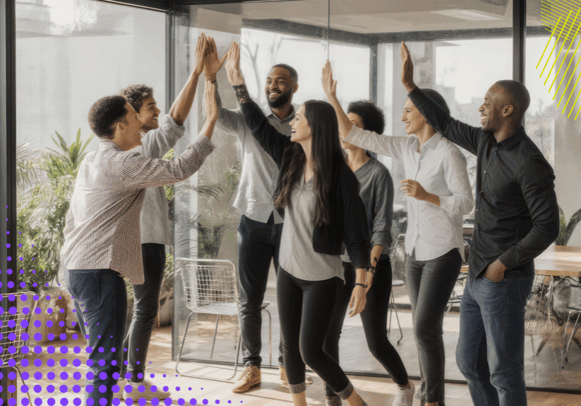 Corporate Team High Fiving